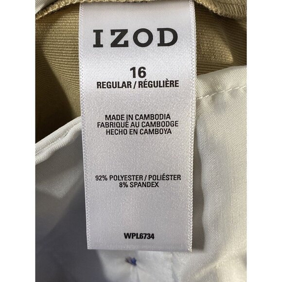 IZOD Boys Bi-Stretch Flat Front Stretch Dress Pant Medium Khaki Size 16 ITFFC00F - Picture 7 of 9